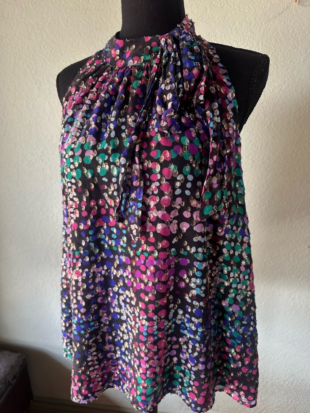 kate spade Iridescent Purple and Black Halter Top